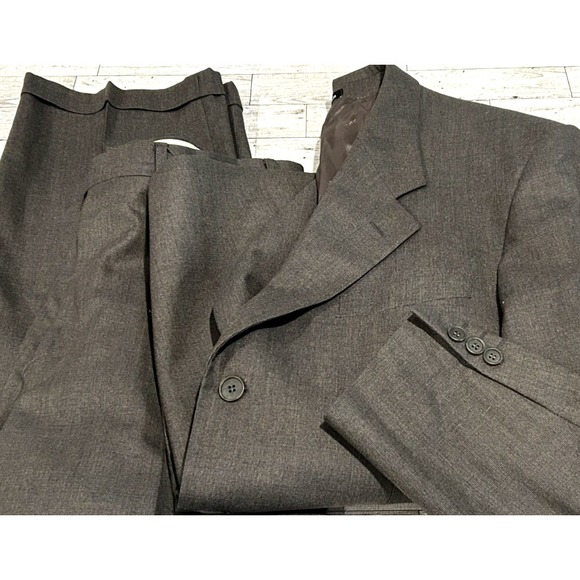 YSL Yves‎ Saint Laurent Mens Suit Jacket SZ 40 Short Worsted Wool Gray 34 Pants